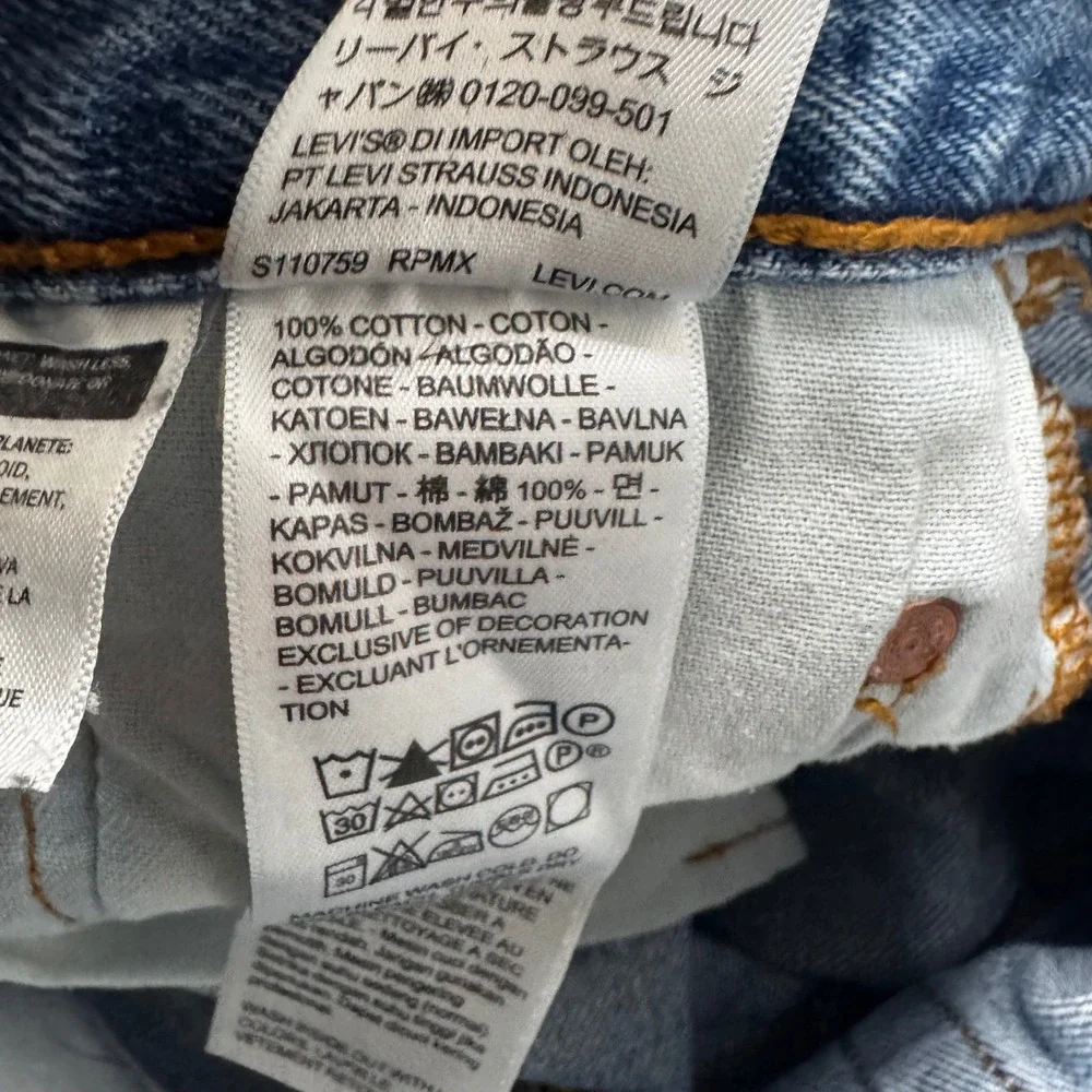 Levis 501 Original Fit Jeans Mens 30x30 Light Wash Blue Straight Leg Denim